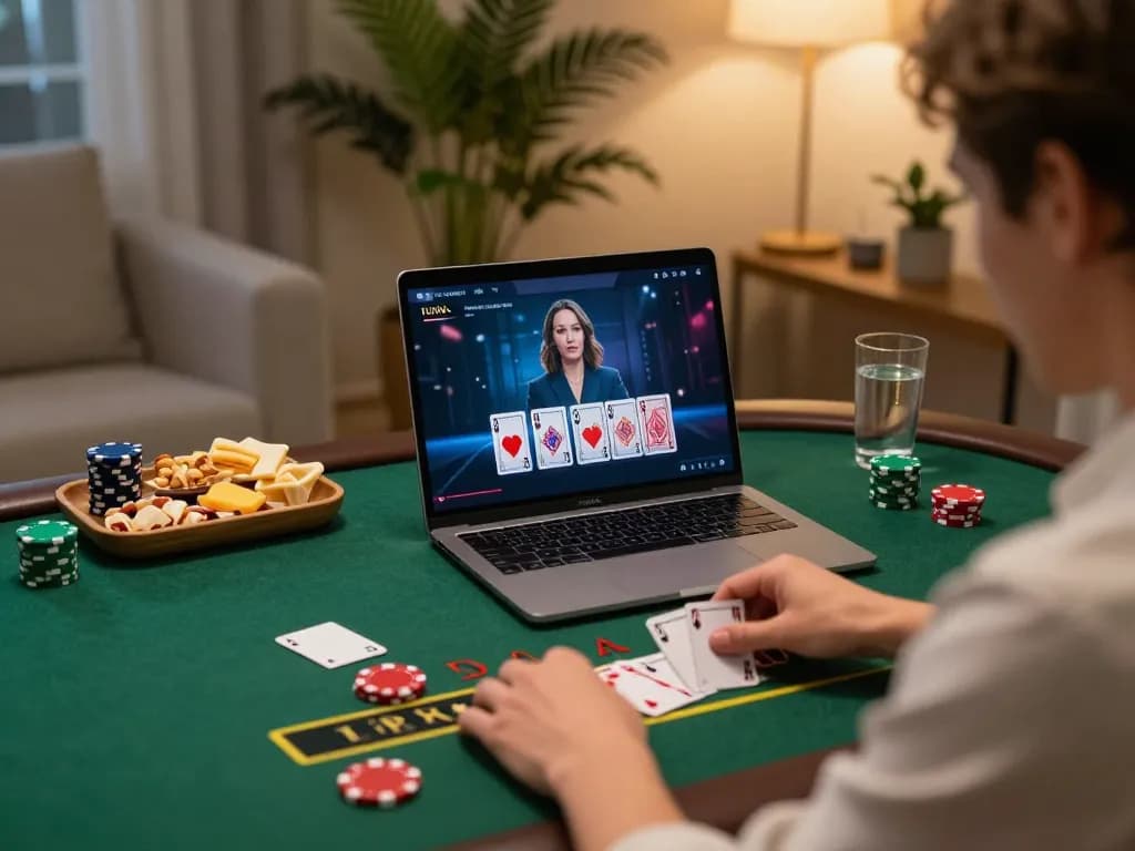 Engaging gameplay on trang chủ fly88 showcasing a player analyzing blackjack cards online.