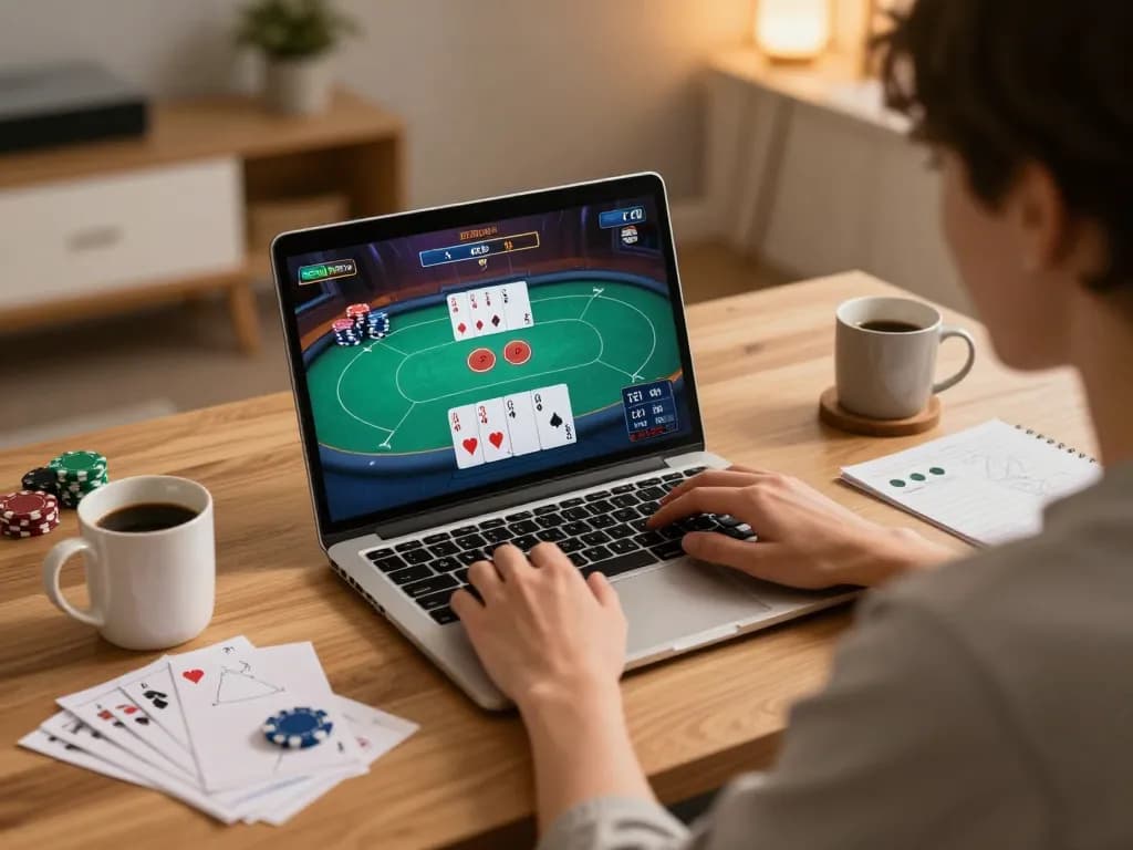 Playing an exciting online game on link 789bet platform, enjoying a cozy at-home gambling experience