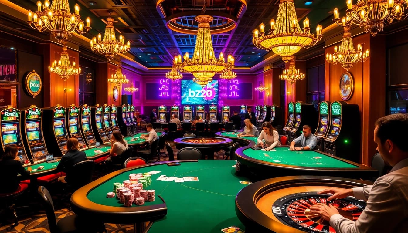 Players enjoying high-stakes games at b52club's vibrant poker tables filled with excitement.