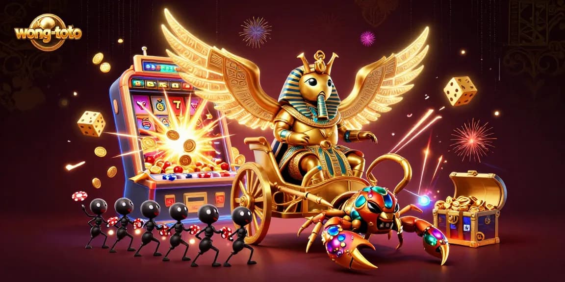 Experience the excitement of wong-toto with an animated 3D scene showcasing casino fun and vibrant game elements.