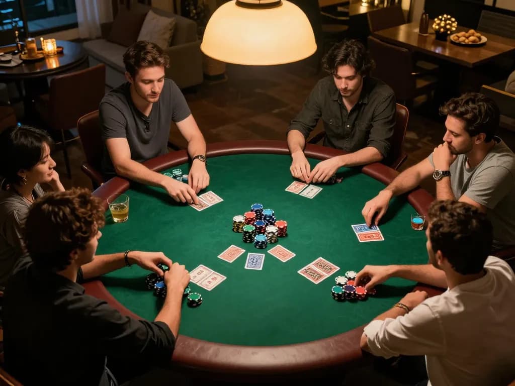 Engage in high-stakes gameplay with gg88 vip poker game setup featuring friends at a round table.