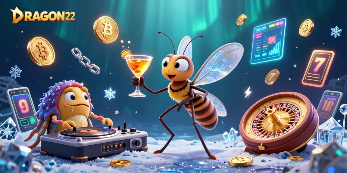 Engage and win big with DRAGON222 in the captivating slot adventure featuring a frozen mosquito mascot and trilobite DJ.
