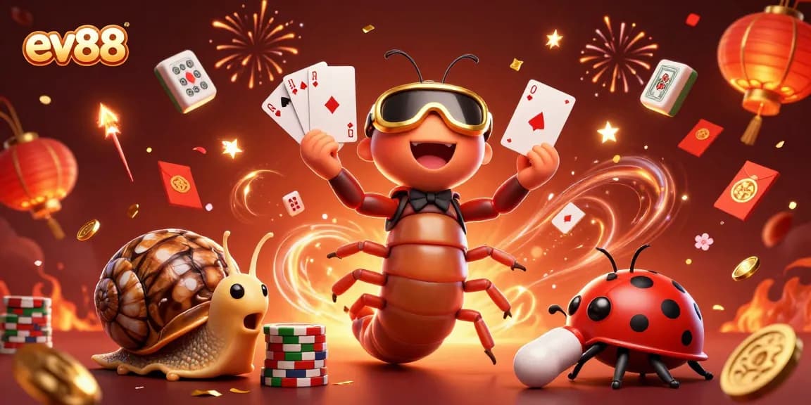 Experience thrilling gameplay at ev88 with unique characters celebrating a vibrant online casino atmosphere.