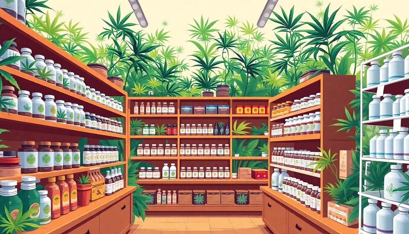 Find where to buy weed legally in a colorful cannabis dispensary filled with various products.