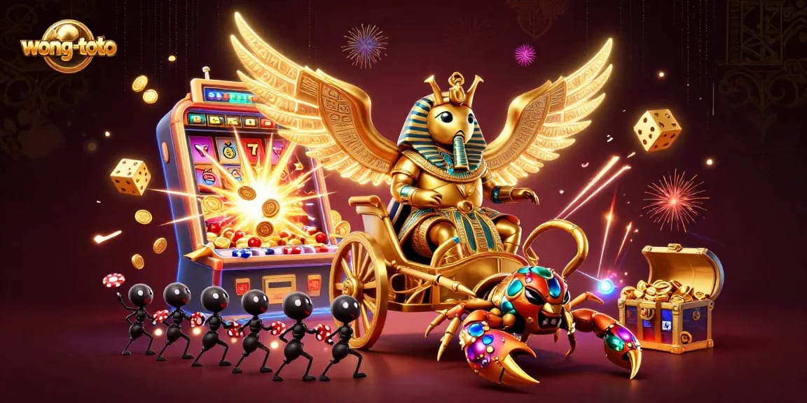 Experience the excitement of wong-toto with an animated 3D scene showcasing casino fun and vibrant game elements.