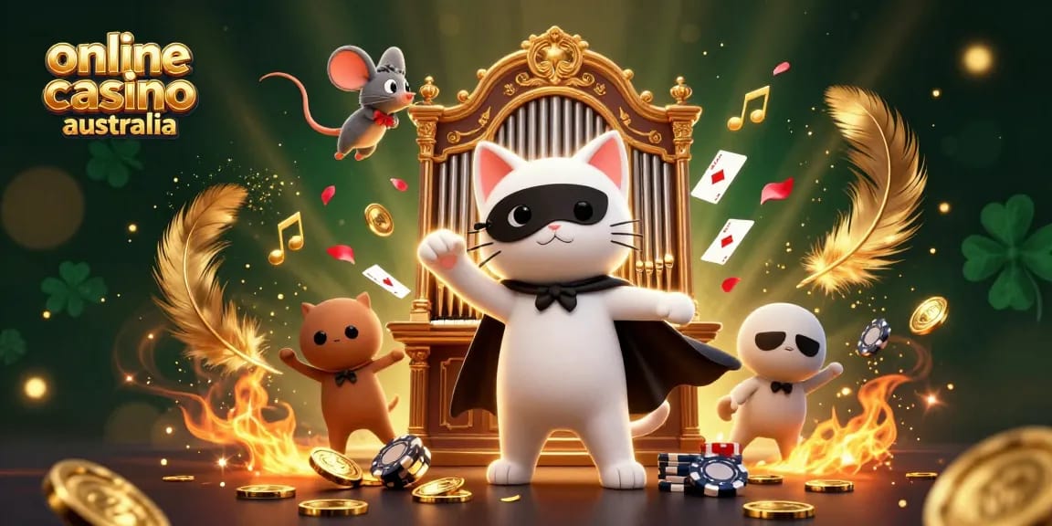 Experience the thrill of online casino Australia with a colorful 3D illustration of a whimsical casino scene.