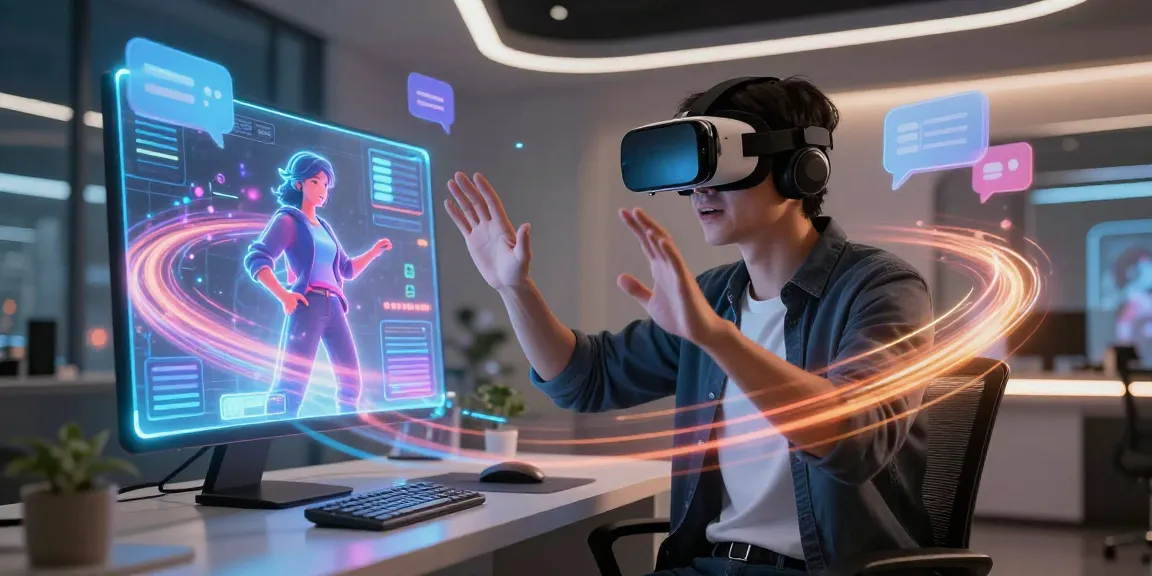 Engaging with crushonai AI character in a futuristic virtual reality setup
