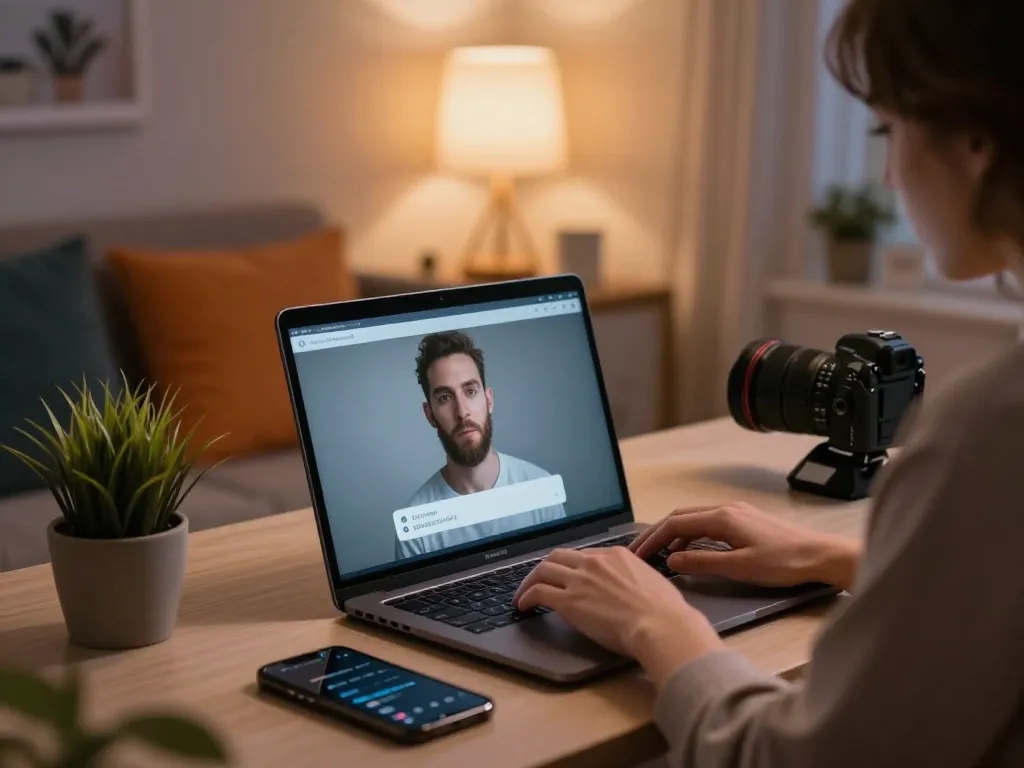 Engaging in an intimate NSFW character AI chat in a cozy digital space.