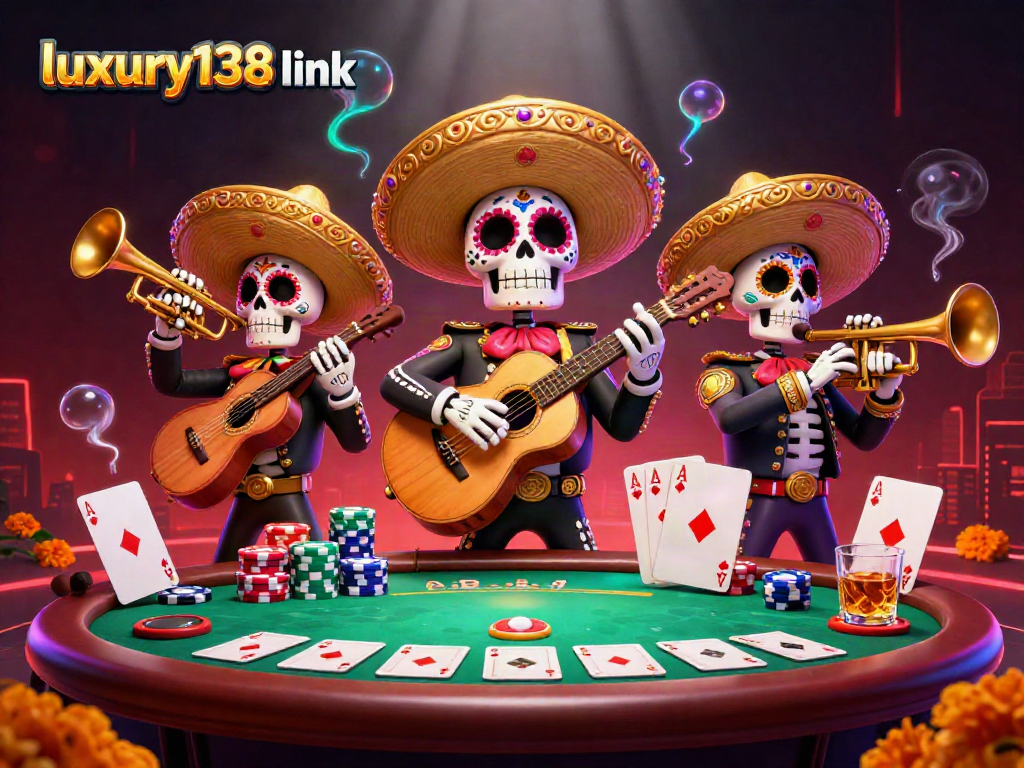 Menguji keberuntungan Anda dengan luxury138 link saat bermain di meja poker yang dikelilingi oleh band mariachi.