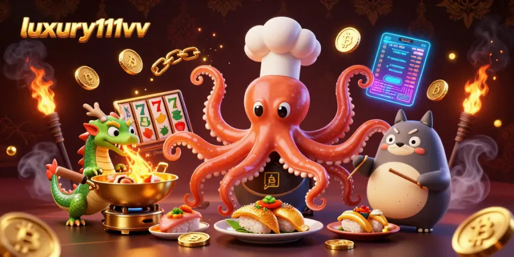 luxury111vv merasakan keseruan bermain slot dengan karakter kartun dalam ilustrasi 3D yang hidup.