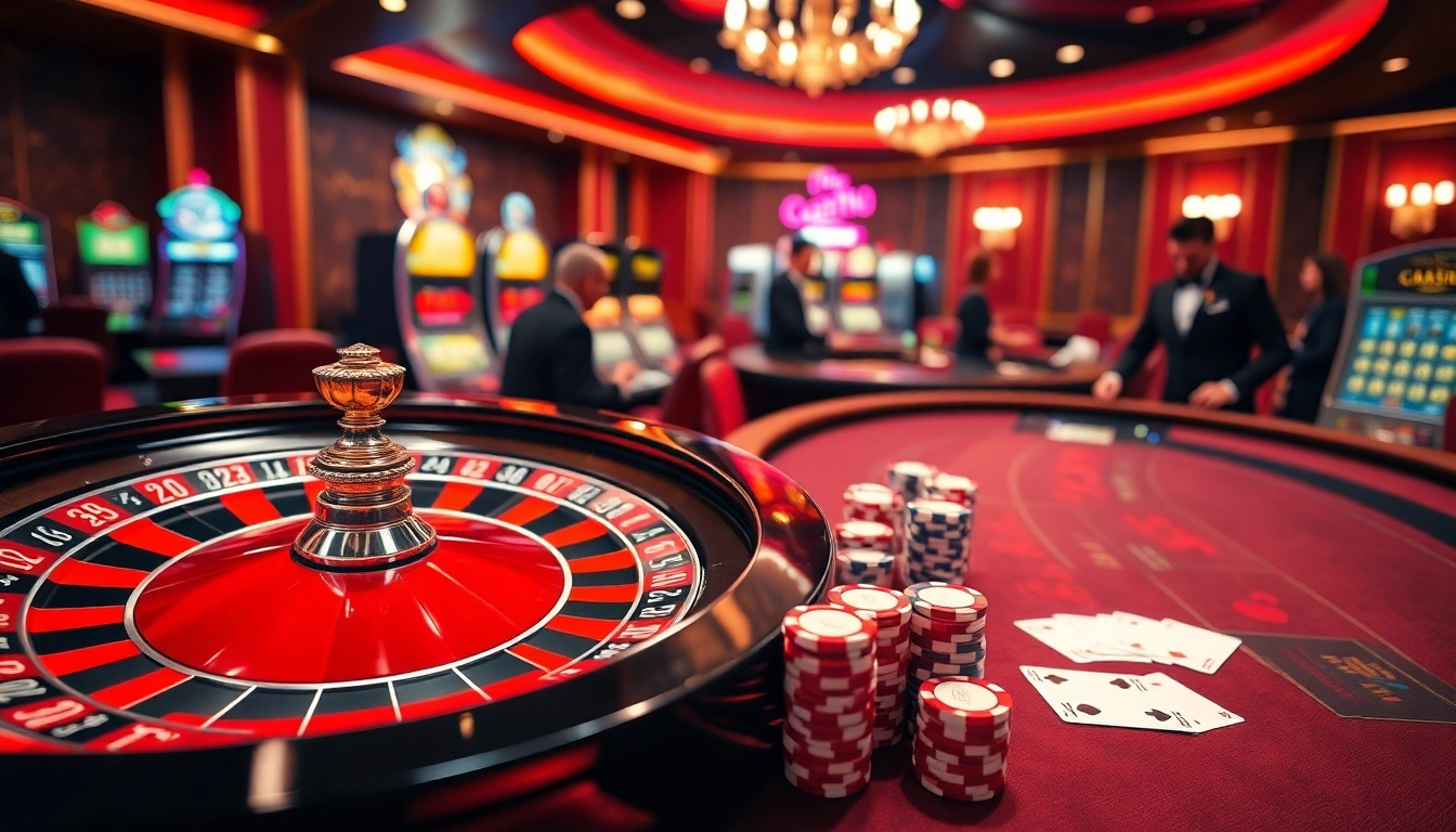 Enjoy thrilling games at rr88 com with vibrant casino visuals featuring roulette and luxury decor.