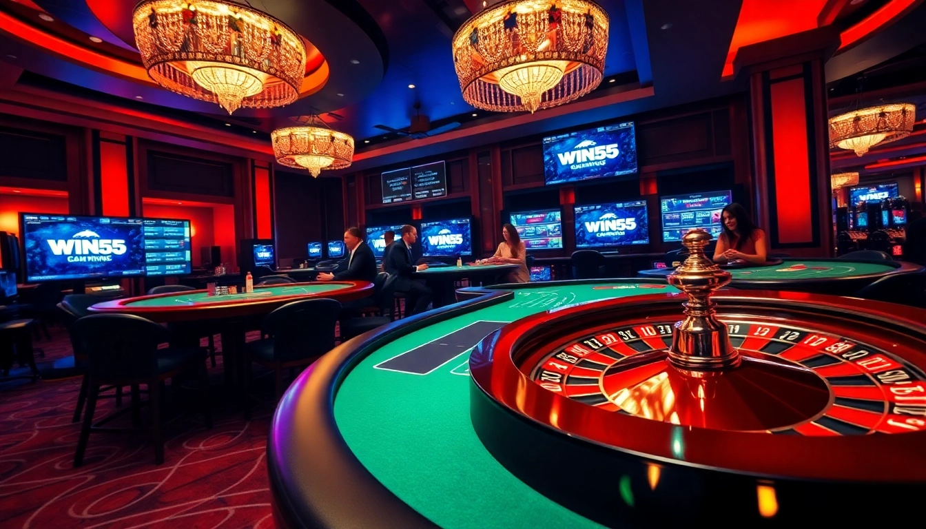 Experience the thrill of gambling at win55 com with vibrant casino tables and exciting games.