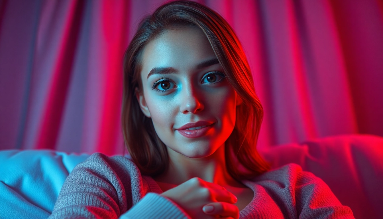 A captivating ai porn chat interface featuring an engaging AI character in a cozy, intimate setting.