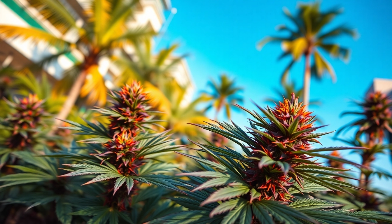 Showcase the Miami Runtz strain with vibrant colors and lush details in a garden setting.